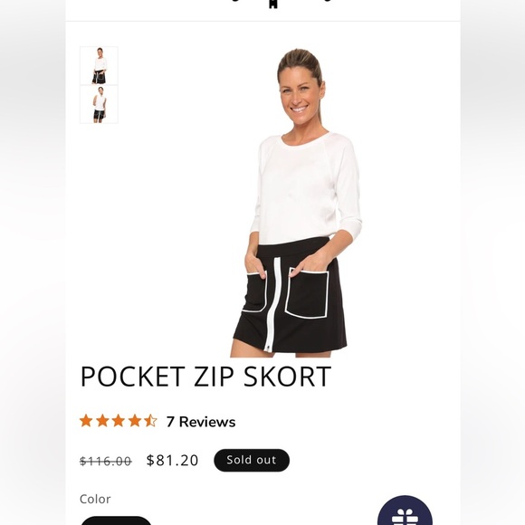 NWT Belyn Key Onyx Pocket Zip Skort - Picture 2 of 8